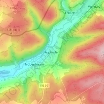 Topografische Karte Rupboden, Höhe, Relief