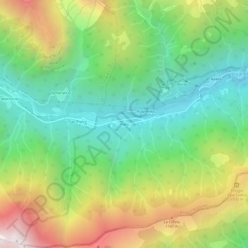 Topografische Karte Prato, Höhe, Relief