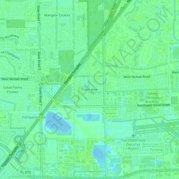 Topografische Karte Palm Aire, Höhe, Relief