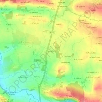 Topografische Karte La Griffais, Höhe, Relief