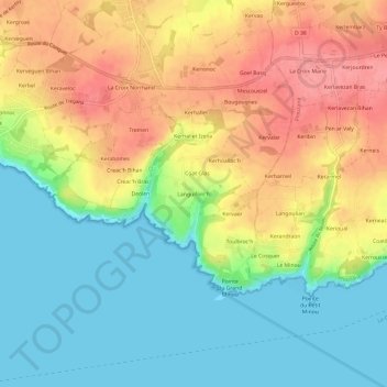 Topografische Karte Languiforc'h, Höhe, Relief