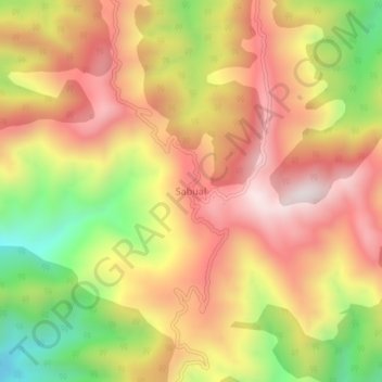 Topografische Karte Sabual, Höhe, Relief