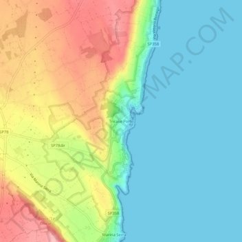 Topografische Karte Tricase Porto, Höhe, Relief