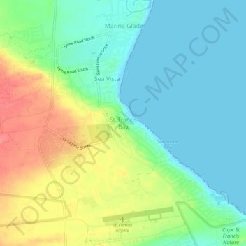 Topografische Karte St. Francis Bay, Höhe, Relief