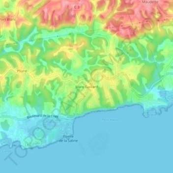 Topografische Karte Mare Gaillard, Höhe, Relief