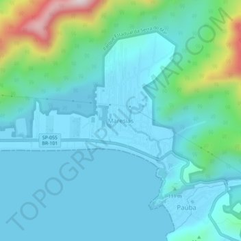 Topografische Karte Maresias, Höhe, Relief