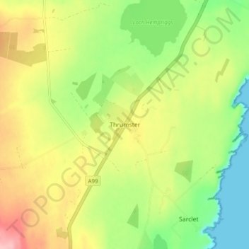 Topografische Karte Thrumster, Höhe, Relief