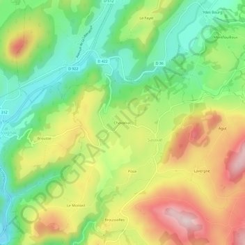 Topografische Karte Chavaniac, Höhe, Relief