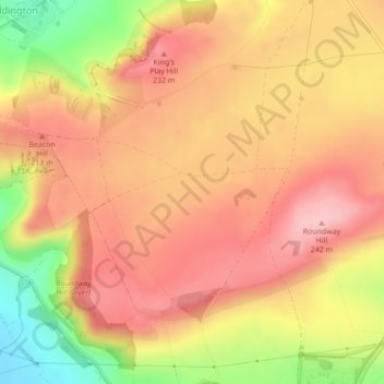 Topografische Karte Roundway Down, Höhe, Relief