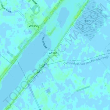 Topografische Karte Suspension Bridge, Höhe, Relief