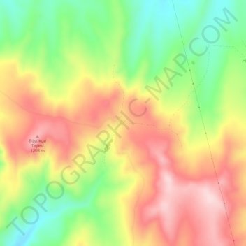 Topografische Karte Kurutlutepe, Höhe, Relief