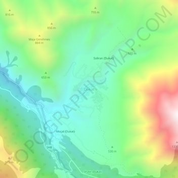 Topografische Karte Dukat, Höhe, Relief