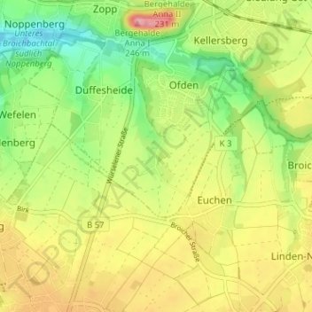 Topografische Karte Schleibach, Höhe, Relief