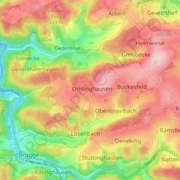 Topografische Karte Othlinghausen, Höhe, Relief