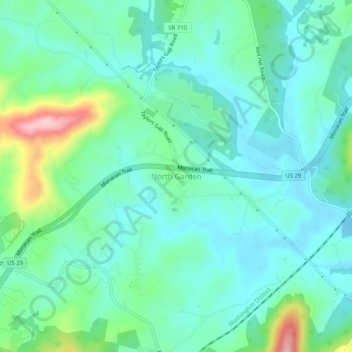 Topografische Karte North Garden, Höhe, Relief