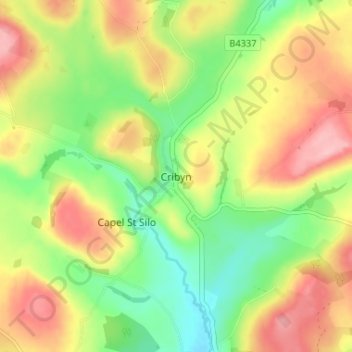 Topografische Karte Cribyn, Höhe, Relief