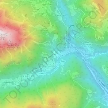 Topografische Karte Troi, Höhe, Relief
