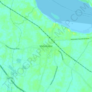 Topografische Karte Mahishadal, Höhe, Relief