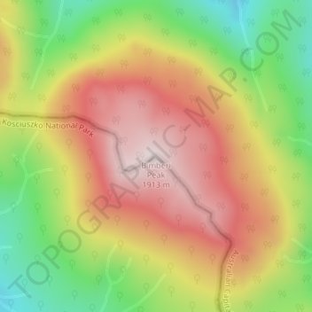Topografische Karte Bimberi Peak, Höhe, Relief