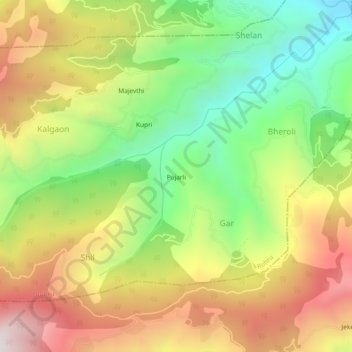 Topografische Karte Pujarli, Höhe, Relief