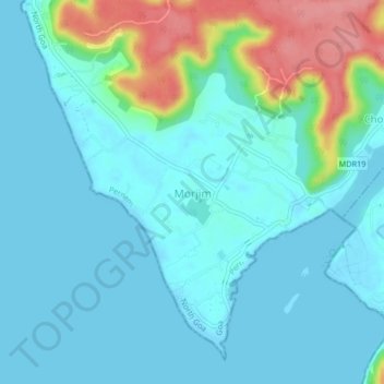 Topografische Karte Morjim, Höhe, Relief