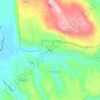 Topografische Karte Oros, Höhe, Relief