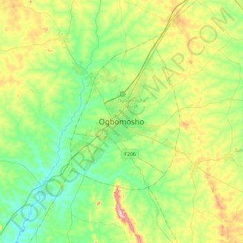 Topografische Karte Ogbomosho, Höhe, Relief