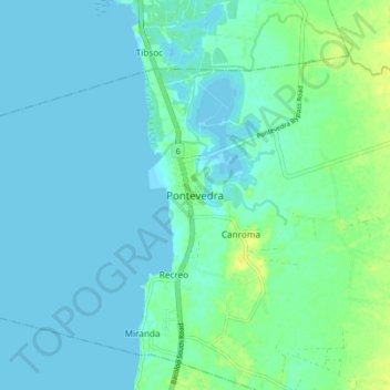 Topografische Karte Pontevedra, Höhe, Relief
