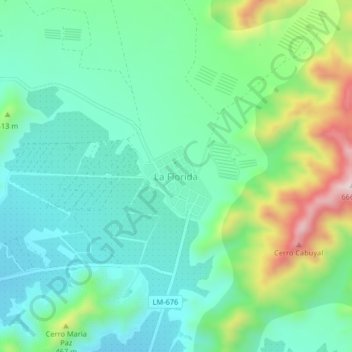 Topografische Karte La Florida, Höhe, Relief
