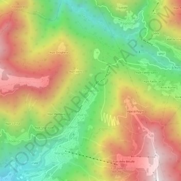 Topografische Karte Somadino, Höhe, Relief