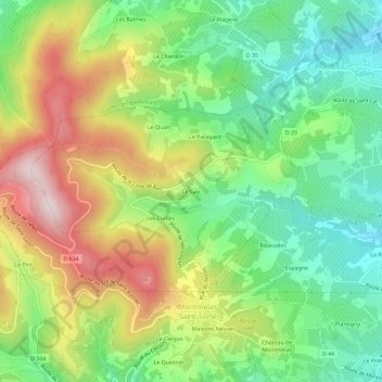 Topografische Karte Le Gay, Höhe, Relief
