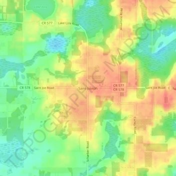 Topografische Karte Saint Joseph, Höhe, Relief