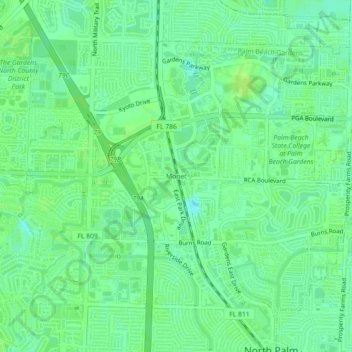 Topografische Karte Monet, Höhe, Relief