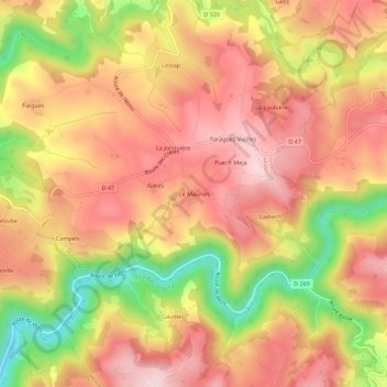 Topografische Karte Le Mauron, Höhe, Relief