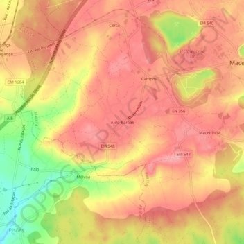 Topografische Karte A-do-Barbas, Höhe, Relief