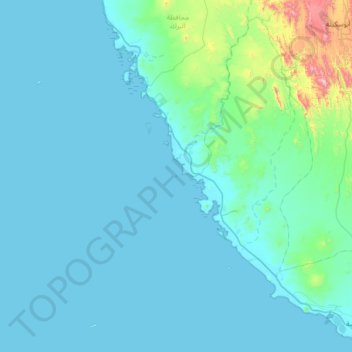 Topografische Karte جزيرة أم القشع, Höhe, Relief