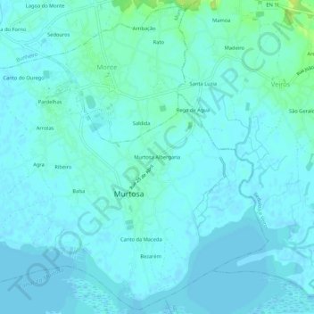 Topografische Karte Murtosa Albergaria, Höhe, Relief