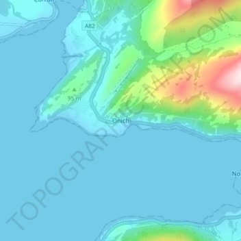 Topografische Karte Onich, Höhe, Relief