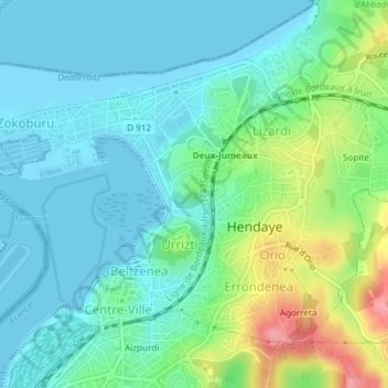 Topografische Karte Larrun, Höhe, Relief