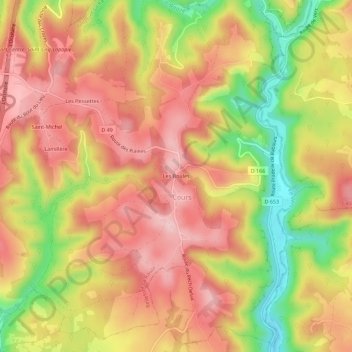 Topografische Karte Les Boules, Höhe, Relief