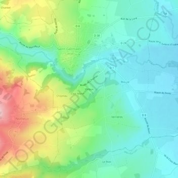 Topografische Karte Virieux, Höhe, Relief