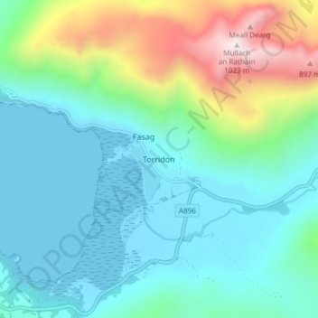 Topografische Karte Torridon, Höhe, Relief