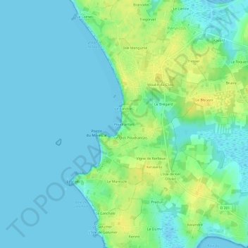 Topografische Karte Poudrantais, Höhe, Relief