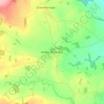 Topografische Karte Kirkby Malzeard, Höhe, Relief