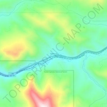 Topografische Karte Chestnut, Höhe, Relief