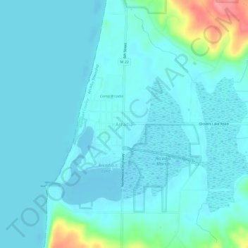 Topografische Karte Arcadia, Höhe, Relief