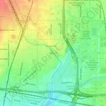Topografische Karte Bethune, Höhe, Relief
