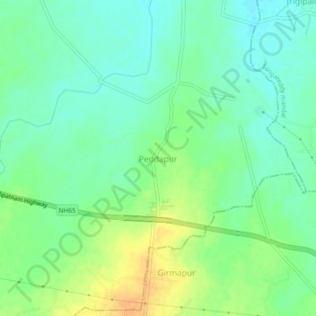 Topografische Karte Peddapur, Höhe, Relief
