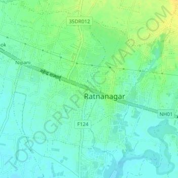 Topografische Karte Sauraha Chok, Höhe, Relief