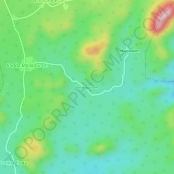 Topografische Karte Yerakapuram, Höhe, Relief